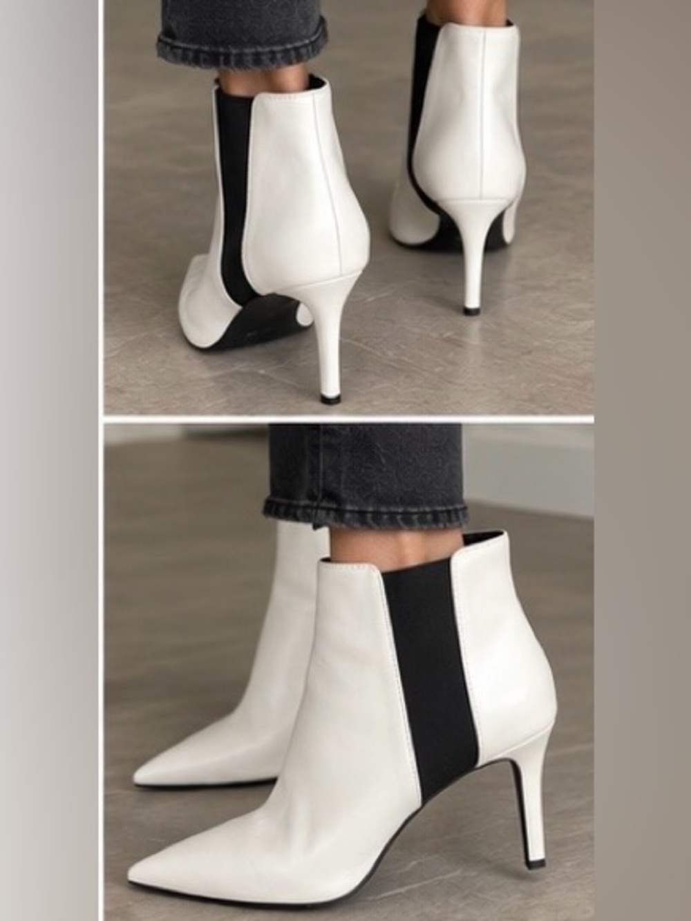 INC International ConceptsWhite Ankle Boots with Black Elastic Panel 9.5